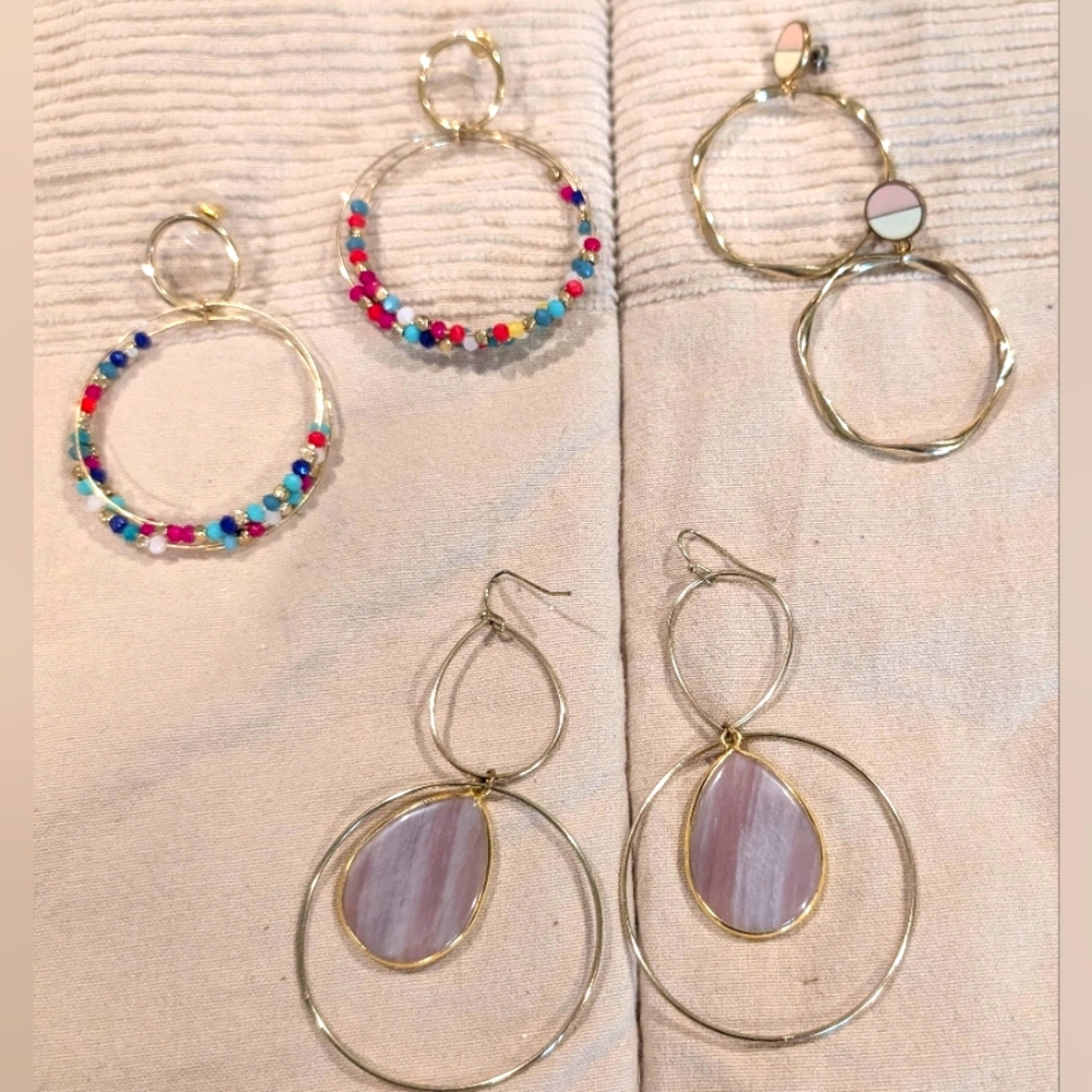 Gold and Multicolor Hoop Earrings